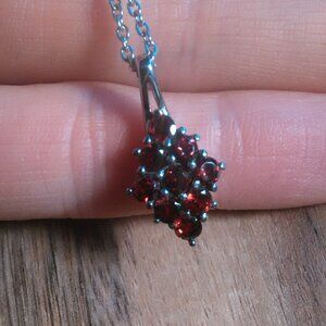 Mozambique Garnet Stainless Steel Pendant Necklace
